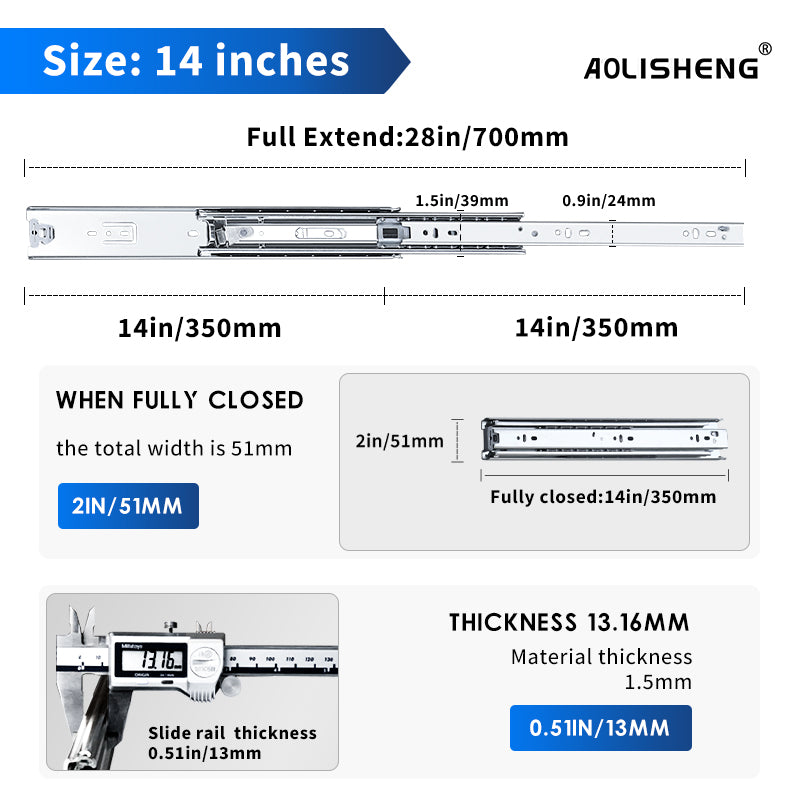 AOLISHENG 150lbs Truck Toolboxes Drawer slides Locking Heavy Duty Drawer Slides 1 Pair - D5115