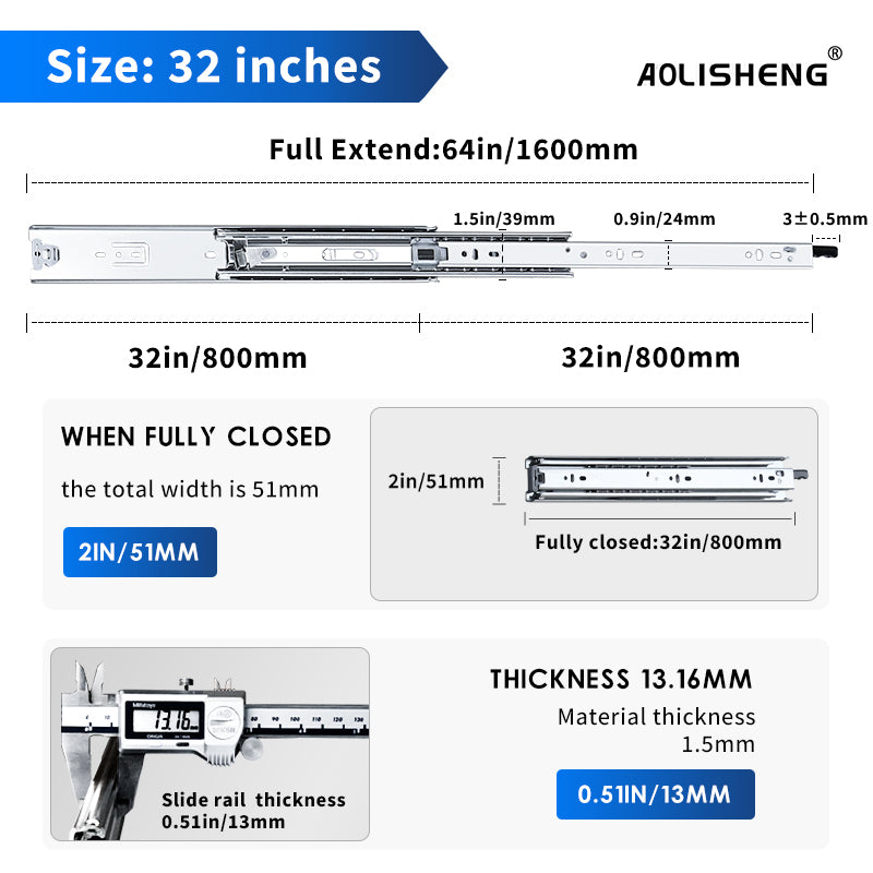 AOLISHENG 150lbs Truck Toolboxes Drawer slides Locking Heavy Duty Drawer Slides 1 Pair - D5115