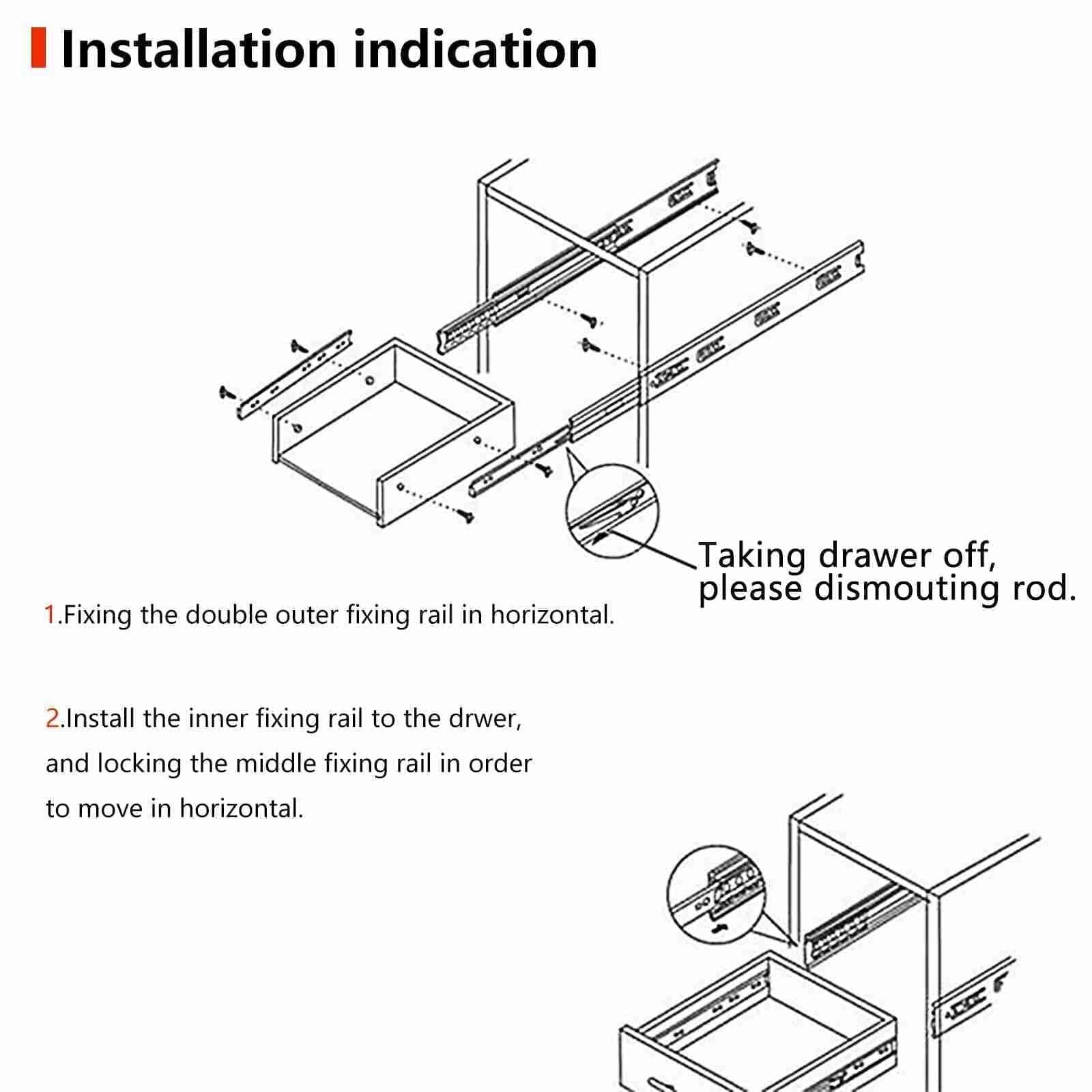 2 Pairs AOLISHENG Thickened Stainless Steel Drawer Slides U1245